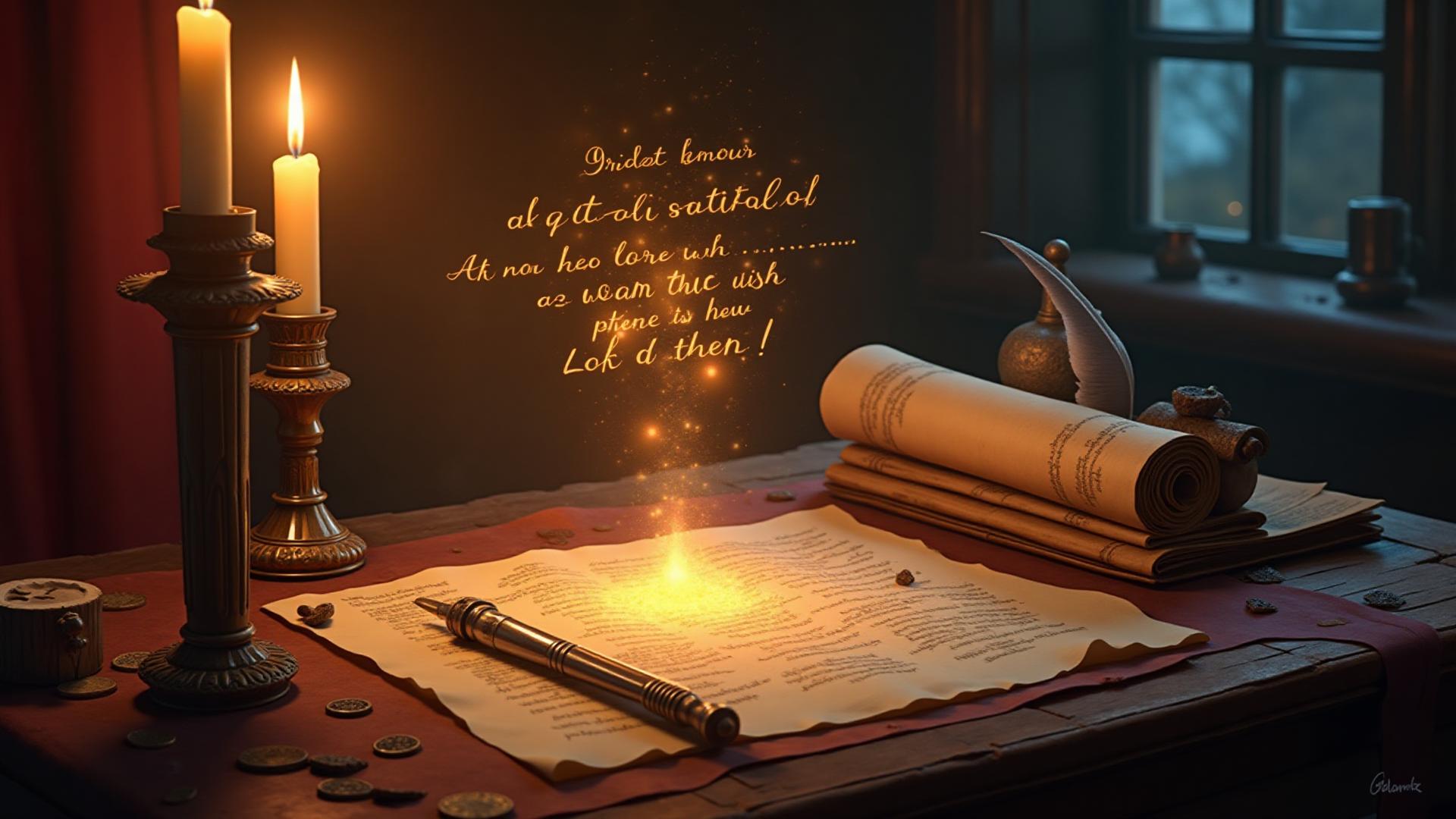 Epicly hero desk with glowing notes